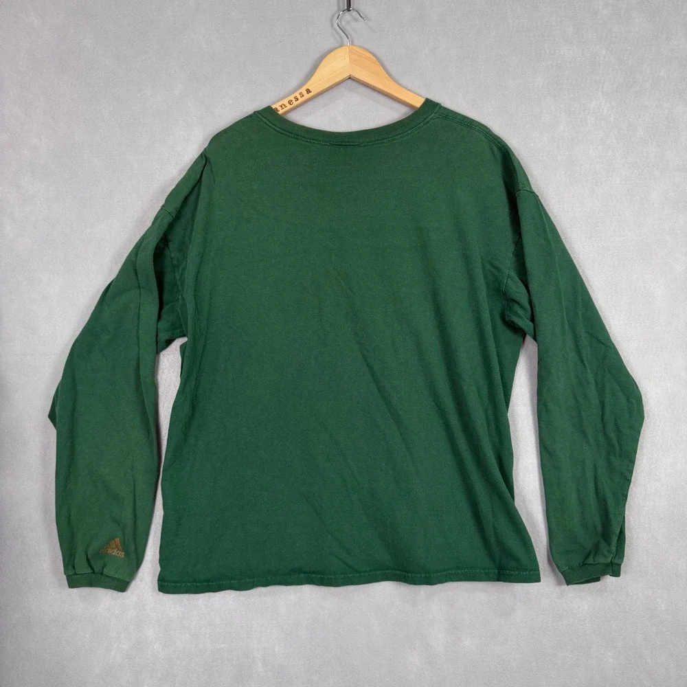Vintage 90s Adidas Notre Dame Long Sleeve Shirt Mens XL Green Fighting Irish